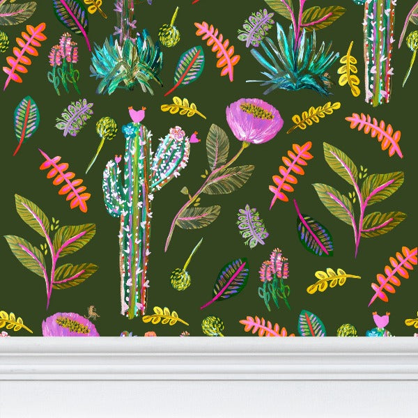 Electric Botanical Wallpaper